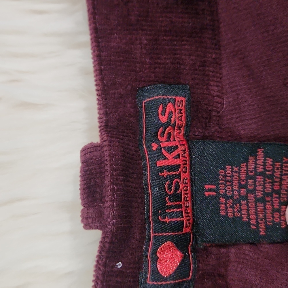 Y2K First Kiss Plum Corduroy Flared Midi Skirt - Picture 4 of 5